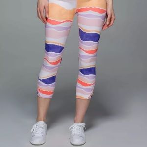 LULULEMON True Self Crop Capri High Rise Waist, BLEACHER STRIPE, Lattice Leg